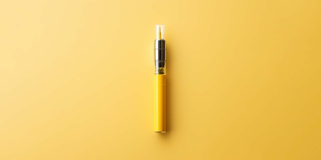 Cannabis Weed Vape on yellow background