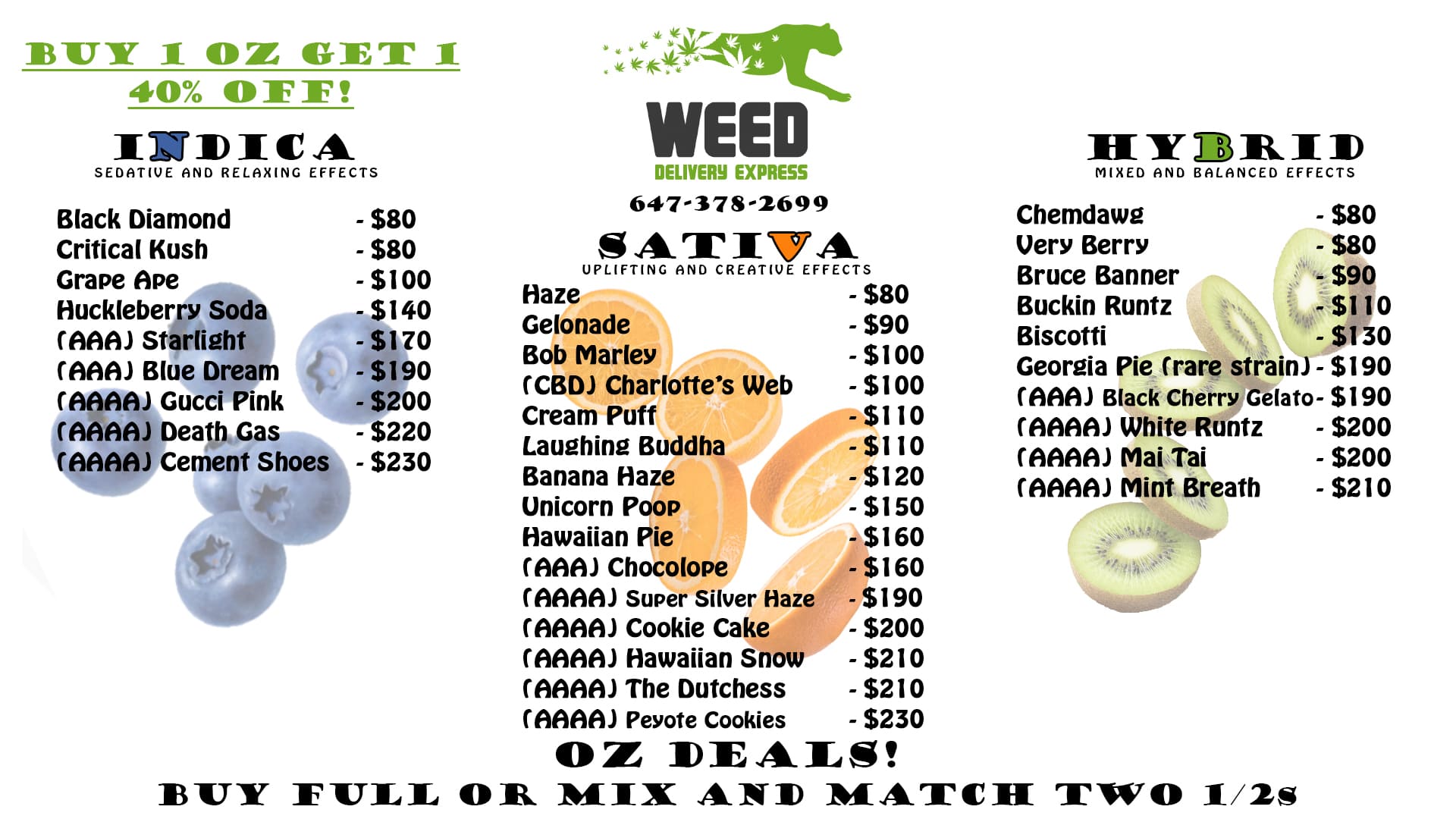 Weed Delivery Express Ounce Deals Menu