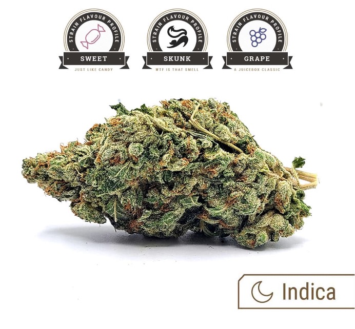 Grape Ape strain bud with flavour profile